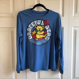 Grateful Dead Dancing Bear Blue Long Sleeve Shirt Tee Concert Festival Logo M
